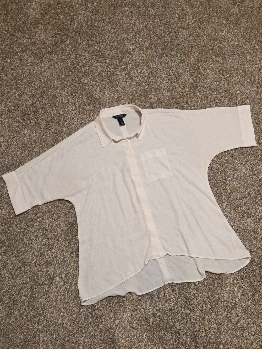 WHBM Oversized White Button Down Dolman  High-Low Blouse